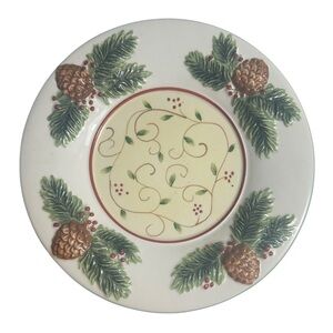 Yankee Candle Christmas Pine Cones Embossed ceramic plate dish  7.5”
